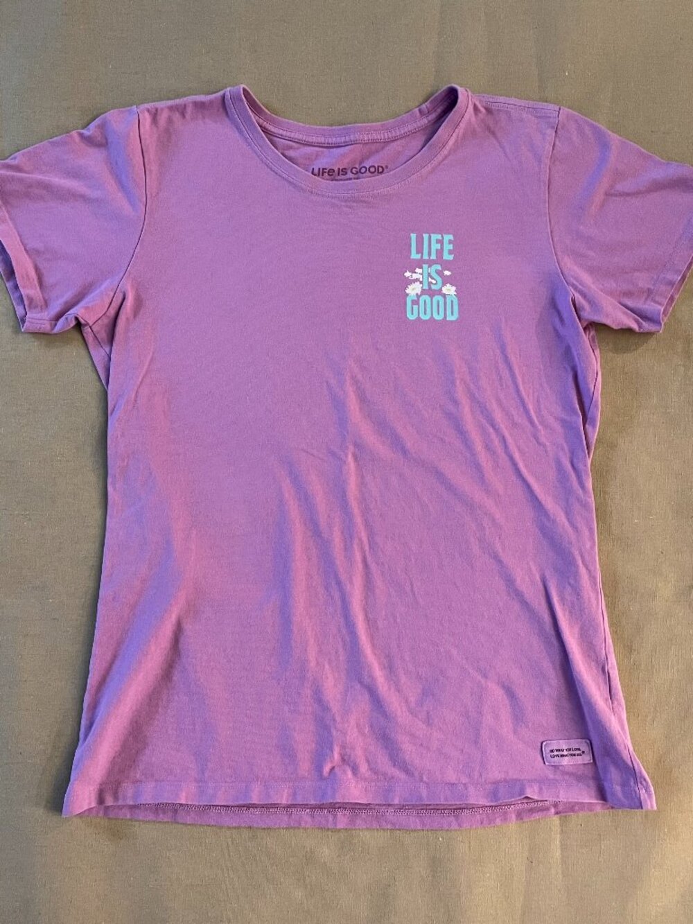 LIFE IS GOOD SHIRT Sz M Purple Crusher Tee 100% Cotton "Breath" Nature Mountains